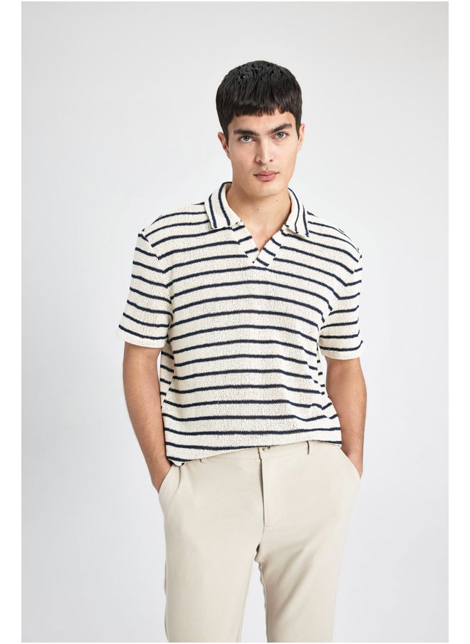 DeFacto Man Regular Fit Resort Neck Short Sleeve Smart Casual Knitted Polo T-Shirt  - Image 4