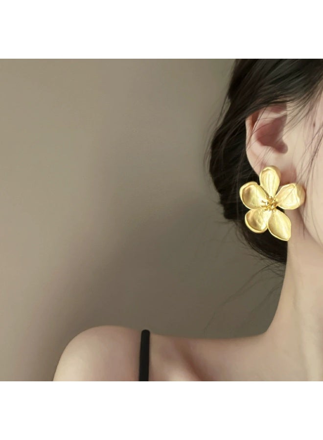 Goolsky S925 Sterling Silver Matte Vintage Flower Stud Earrings – Bold & Chic European Style Statement Jewelry - Image 5