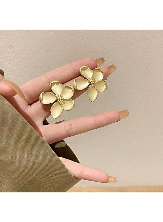 Goolsky S925 Sterling Silver Matte Vintage Flower Stud Earrings – Bold & Chic European Style Statement Jewelry - Image 2