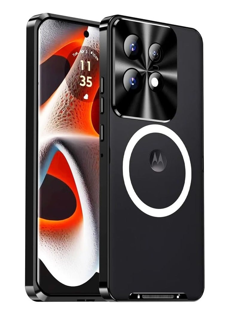 General Magnetic Case Compatible with Motorola Edge 50 Pro 5G, Metal Frame with Magnetic Charger Lens Protection Matte Translucent Shockproof Cover for Moto Edge 50 Pro  - Image 1