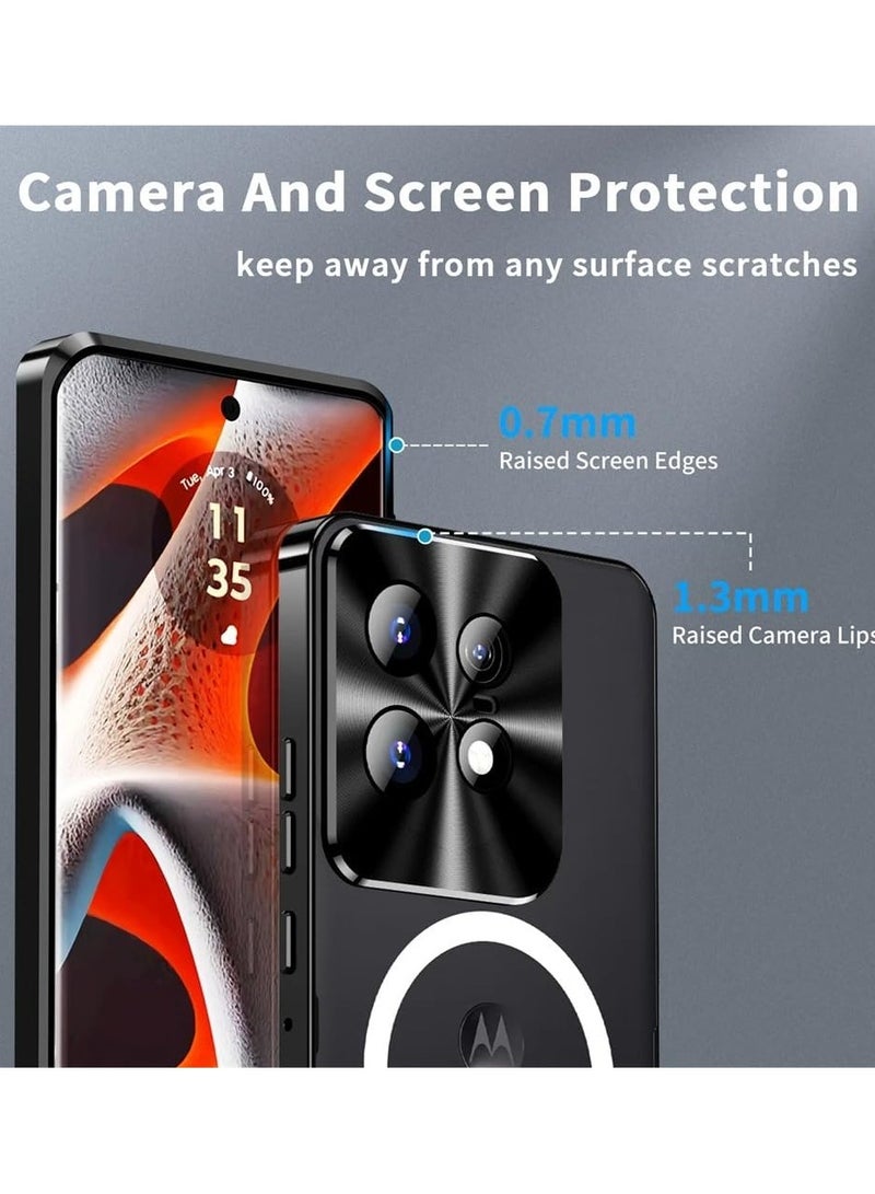 General Magnetic Case Compatible with Motorola Edge 50 Pro 5G, Metal Frame with Magnetic Charger Lens Protection Matte Translucent Shockproof Cover for Moto Edge 50 Pro  - Image 4