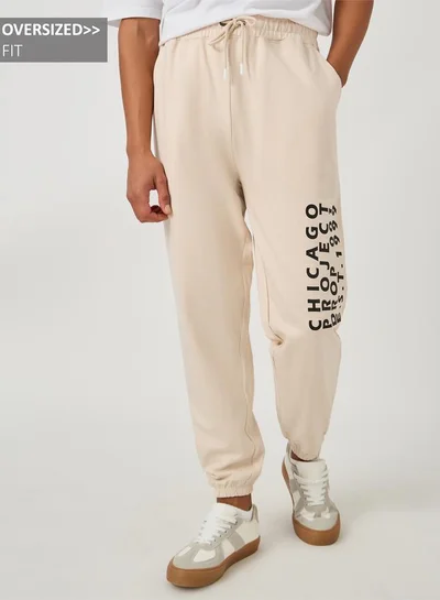 Styli Typography Print Cotton Terry Oversized Fit Joggers