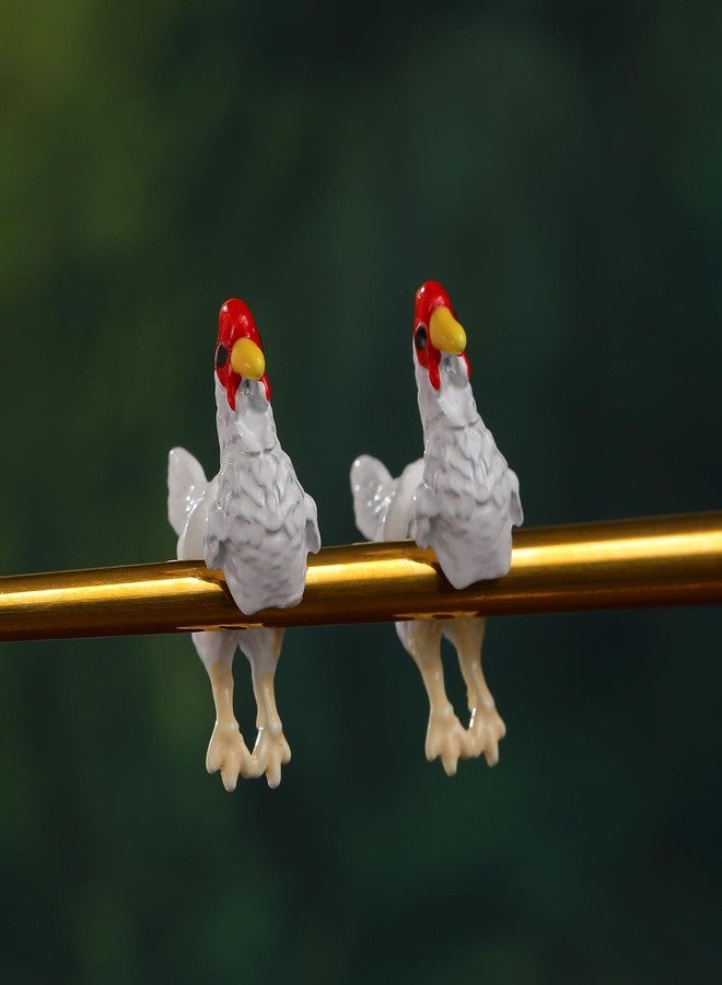 WCRAZYE 3D Hen Chicken Earrings for Women Funny Farm Animal Earrings Animal Jewelry (White) - Image 5