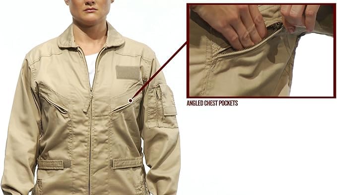 Tru-Spec 27-P Basic Flight Suit for Men - Durable Outerwear, Comfortable Design, Ideal for Aviation and Outdoor Activities, Khaki - Medium Long - Image 2