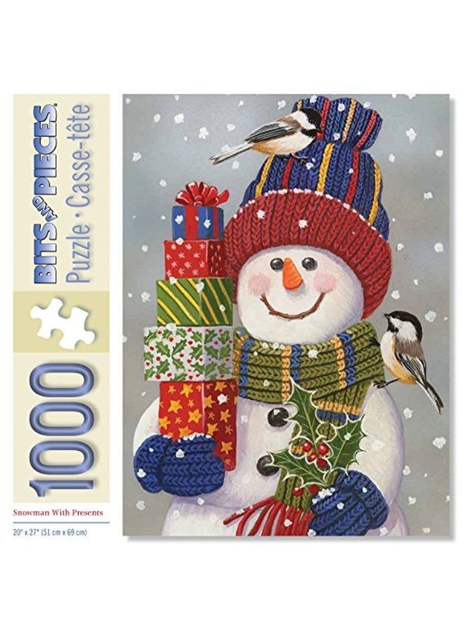 Bits and Pieces Bits and Pieces  1000 Piece Jigsaw Puzzle  Snowman with Presents  Snowman Christmas Puzzle  by Artist William Vanderdasson  1000 pc Jigsaw  - Image 5
