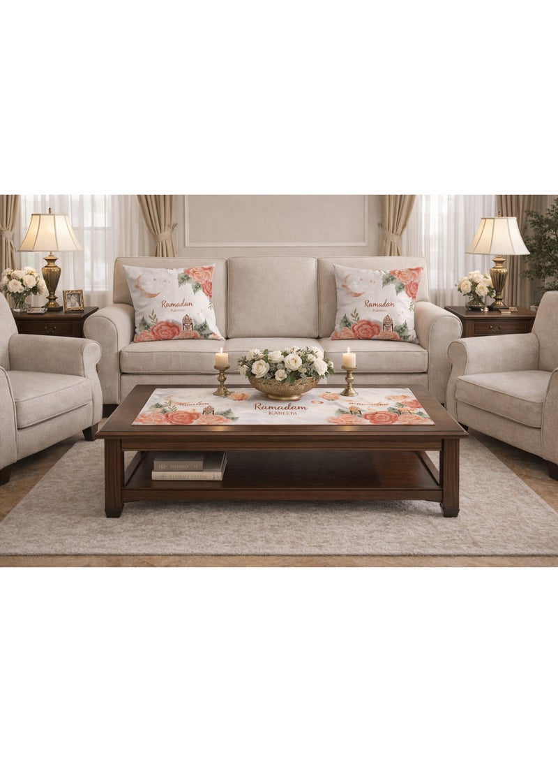 عام طقم رمضاني مفرش ترابيزة و 2 ق كفر خددية قطيفة - Image 1