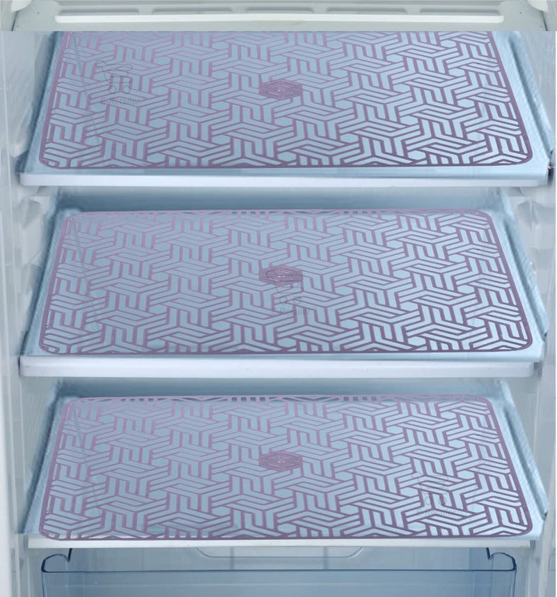 E-Retailer® Waterproof PVC Refrigerator Drawer Mats/Multipurpose Mat/Fridge Mats Set of 3 Pcs (Jali Purple, Size-17.5x12 Inch) - Image 1