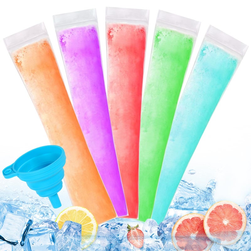 Wercokt 300 Disposable Ice Popsicle Mold Bags Comes With A Funnel, BPA Free Freezer Tubes, Healthy Snack Yogurt Stick Juice Fruit Smoothies Ice Freezing - Image 1