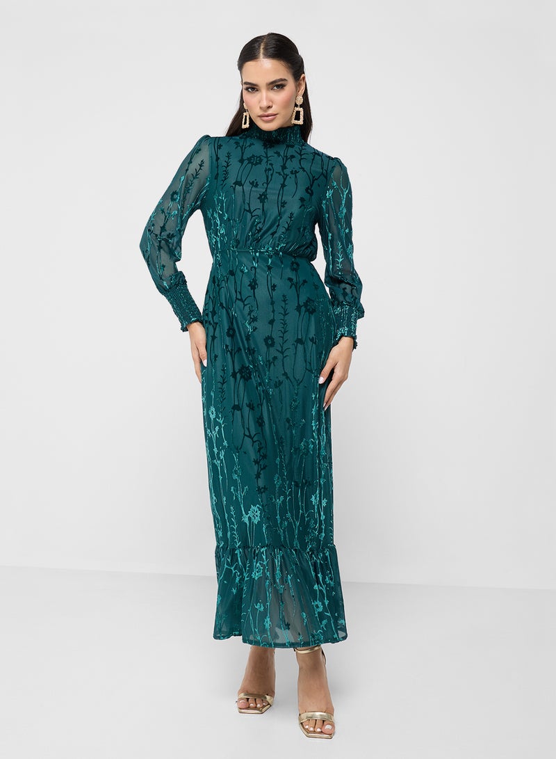 ELLA Floral Velvet Dress - Image 1