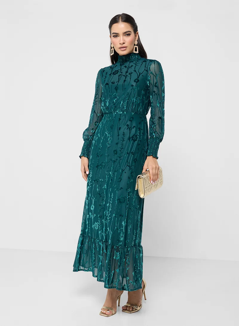 ELLA Floral Velvet Dress