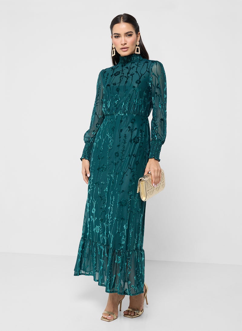 ELLA Floral Velvet Dress - Image 4