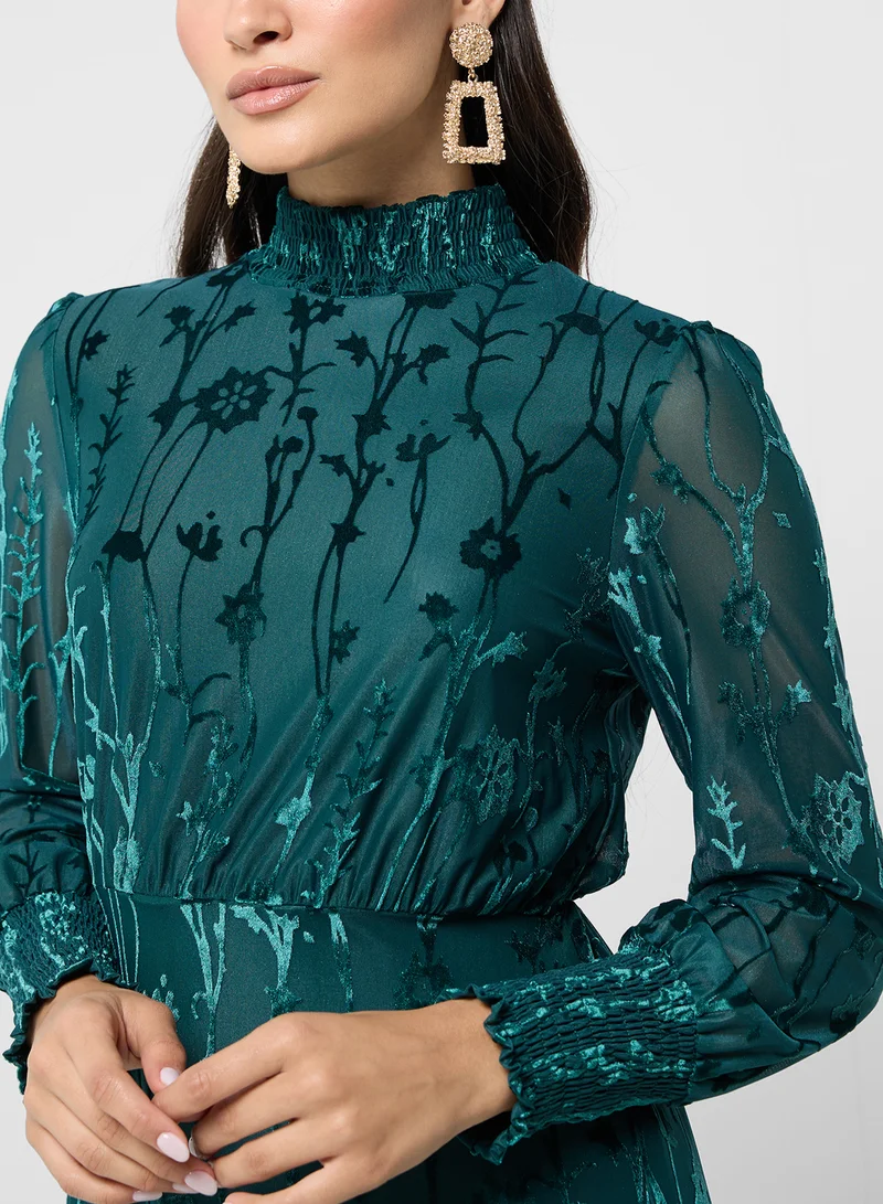 ELLA Floral Velvet Dress