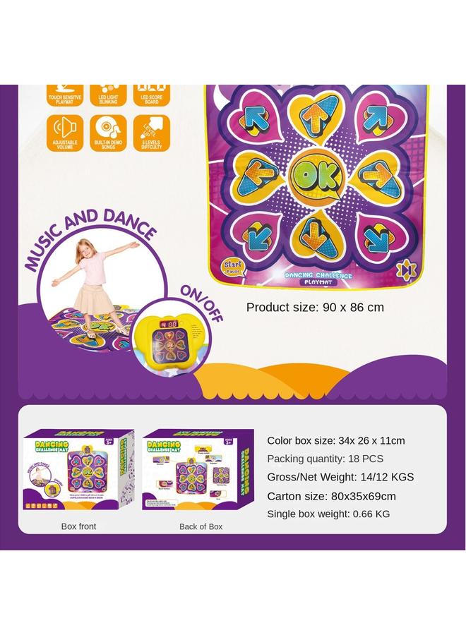 الأزرق جي دبليو <منتج جديد> لعبة بطانية رقص موسيقى ما قبل المدرسة للأطفال ، هدية تعليم مبكر ، لعبة لوحة مفاتيح البيانو للأطفال - Image 5