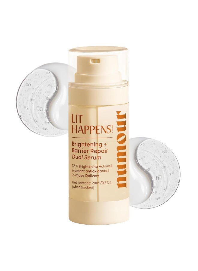 Numour Lit Happens Dual Brightening Serum 20ml | 33% Actives 15% Vitamin C+10% Niacinamide+ 2% TXA |Fades Dark Spots & Brightens|Dermat Tested, Sensitive Skin Safe| Face Serum For Men & Women - Image 1