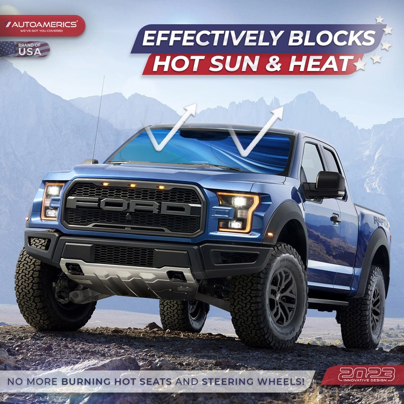 Autoamerics 1-Piece Windshield Sun Shade - Ocean Wave Foldable Car Front Window Sunshade for Most Cars SUV Truck - Heat Blocker Visor Protector Blocks Max UV Rays and Keeps Your Vehicle Cool - Medium - Image 3