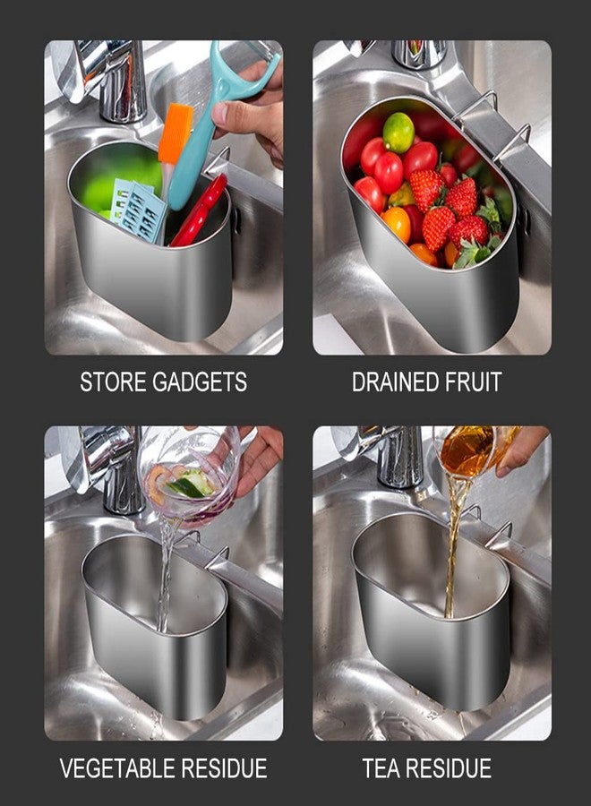 Loyanger Sink Drain Strainer Basket Stainless Steel,Hanging Sink Strainer Colander Drain Basket Multifunctional Kitchen Sinks Food Waste Filter and Vegetables Fruits Clean (COLOR:silver) - Image 5