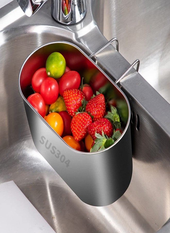 Loyanger Sink Drain Strainer Basket Stainless Steel,Hanging Sink Strainer Colander Drain Basket Multifunctional Kitchen Sinks Food Waste Filter and Vegetables Fruits Clean (COLOR:silver) - Image 2