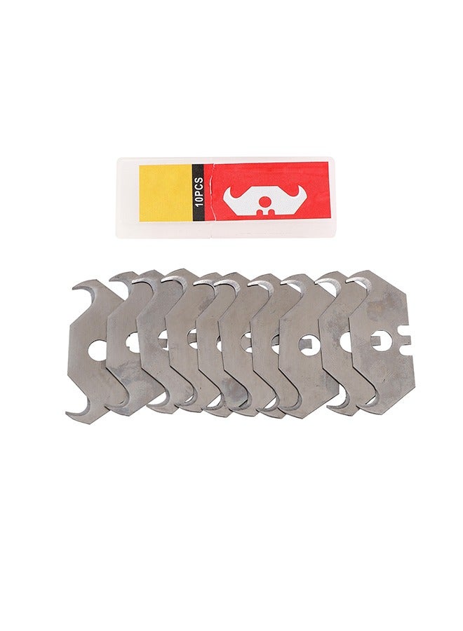 لوازم غيار مشرط معكوف  10 حبة - شفرات قطع متعددة الاستخدام مع علبة تخزين، مصممة للقص الدقيق، مثالية للأرضيات، السجاد، المطاط، الألمنيوم الرقيق، وأعمال البناء والصيانة - Image 2