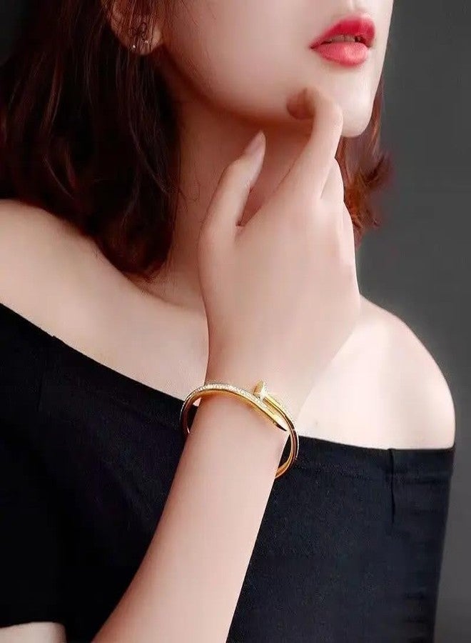 MEENAZ bracelet for women Stylish Bangles for women Adjustable Anti Tarnish Bracelet for girls 2 rose gold Kada for Women Accessories Anti Tarnish Jewellery Stainless Steel Cuff Bracelet gifts Combo - Image 4