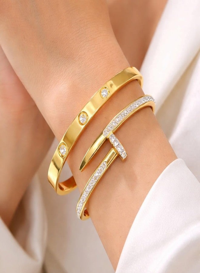 MEENAZ bracelet for women Stylish Bangles for women Adjustable Anti Tarnish Bracelet for girls 2 rose gold Kada for Women Accessories Anti Tarnish Jewellery Stainless Steel Cuff Bracelet gifts Combo - Image 3