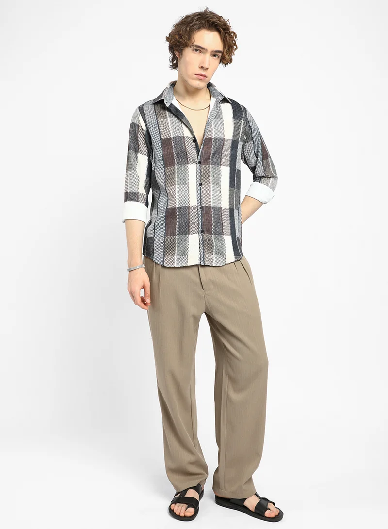 Campus Sutra Men's Multicolour Woven-Block Oversized Shirt