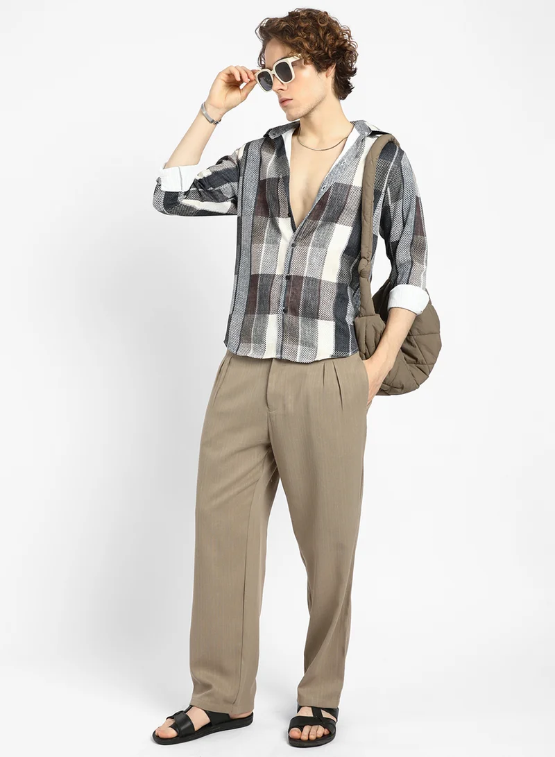 Campus Sutra Men's Multicolour Woven-Block Oversized Shirt