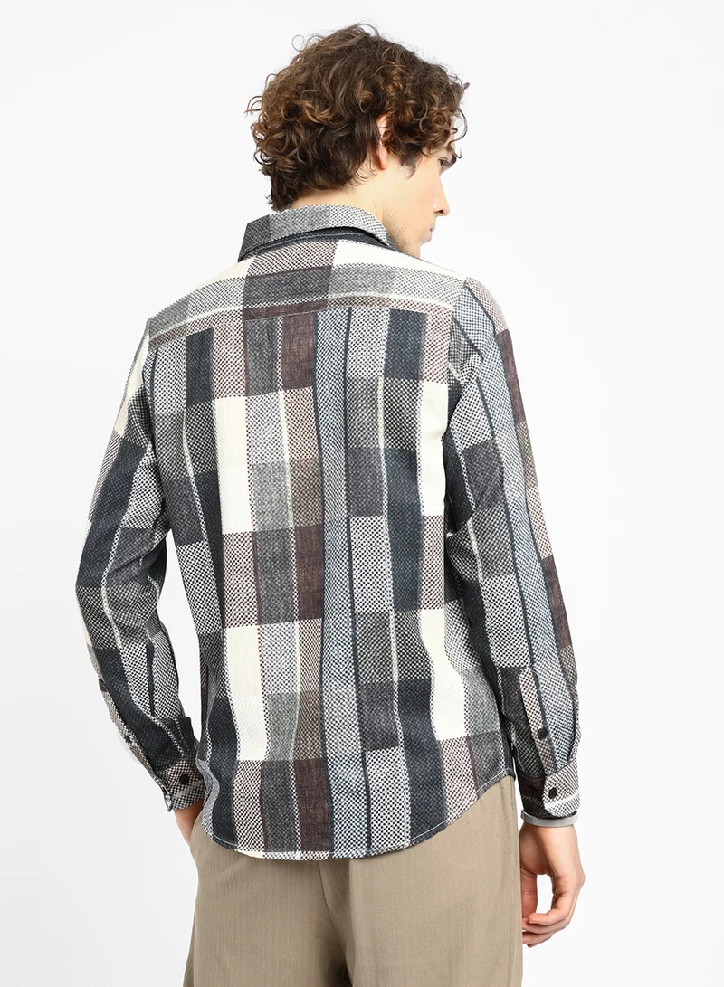Campus Sutra Men's Multicolour Woven-Block Oversized Shirt