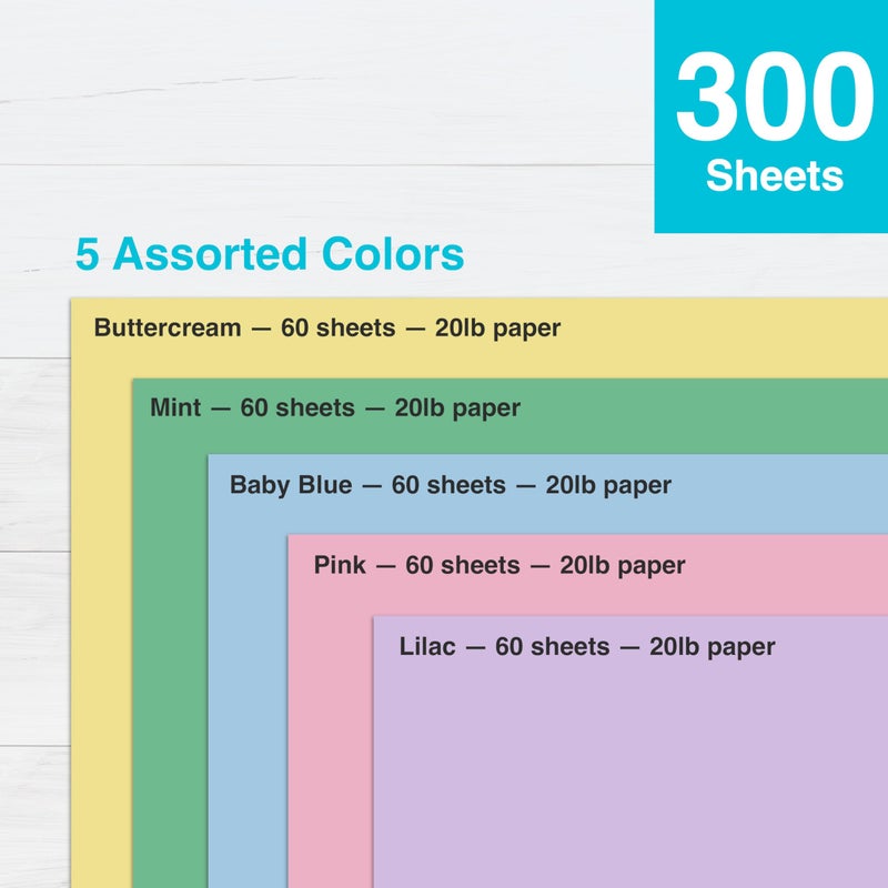 PrintWorks Easter Paper 8.5" x 11" - 300 Sheets - 5 Assorted Pastel Paper Colors - 30% Recycled - Ideal for School & Craft Projects - Made in The USA - SFIÂ® Certified - 20 lb/75 GSM (00586) - Image 4