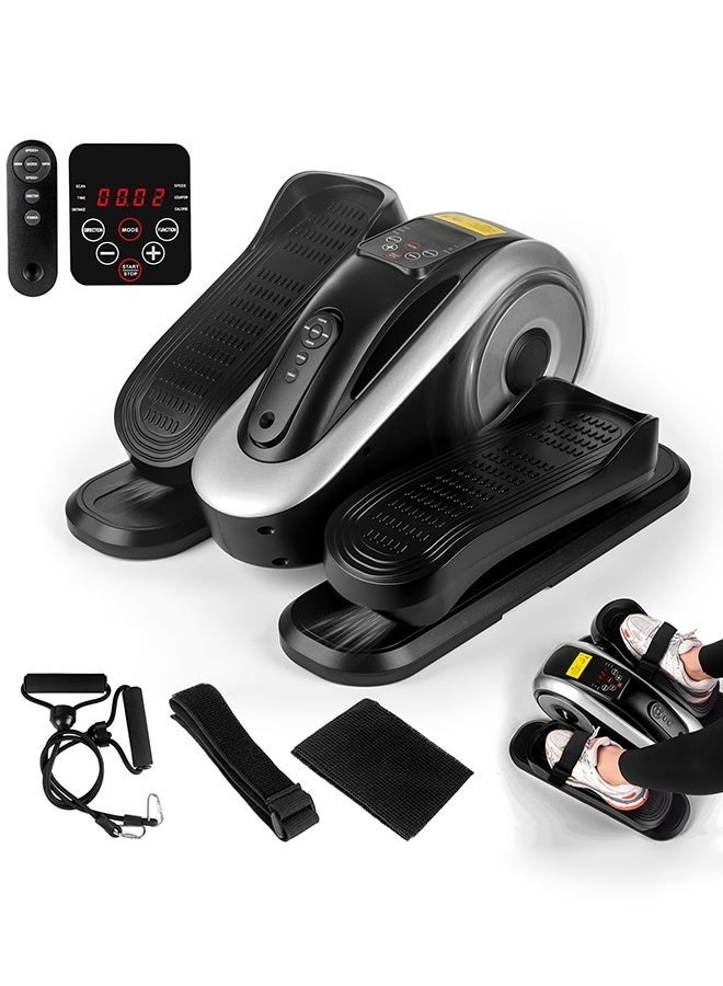 والالا جهاز تمارين بيضاوي الشكل تحت المكتب - جهاز تمارين كهربائي هادئ بدواسة مع ١٢ مستوى سرعة | جهاز تحكم عن بُعد ووضعي تشغيل تلقائي/يدوي | جهاز تمارين ساقين صامت لكبار السن، للاستخدام المكتبي والمنزلي، لون أسود - Image 1