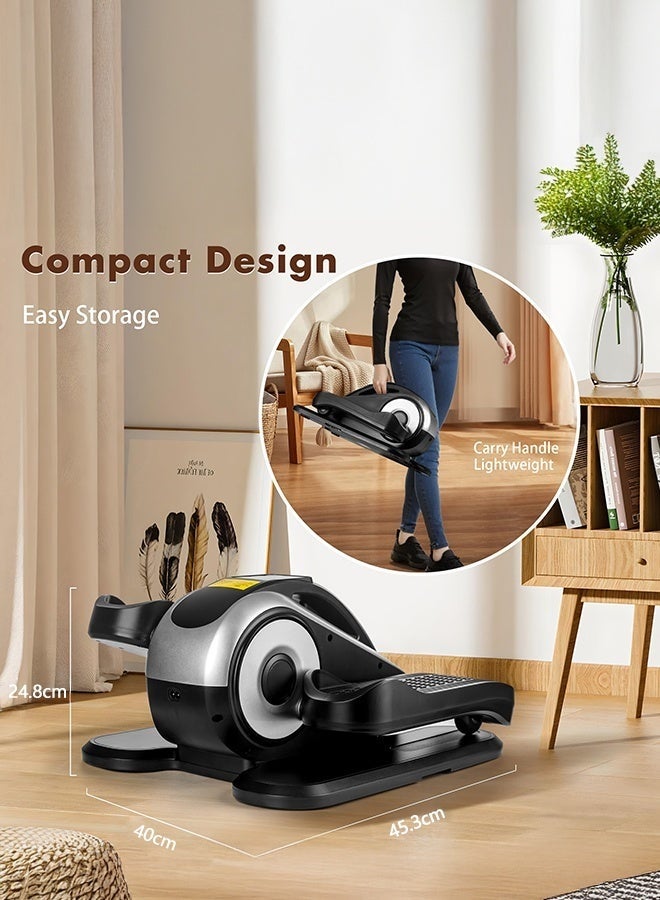 والالا جهاز تمارين بيضاوي الشكل تحت المكتب - جهاز تمارين كهربائي هادئ بدواسة مع ١٢ مستوى سرعة | جهاز تحكم عن بُعد ووضعي تشغيل تلقائي/يدوي | جهاز تمارين ساقين صامت لكبار السن، للاستخدام المكتبي والمنزلي، لون أسود - Image 4