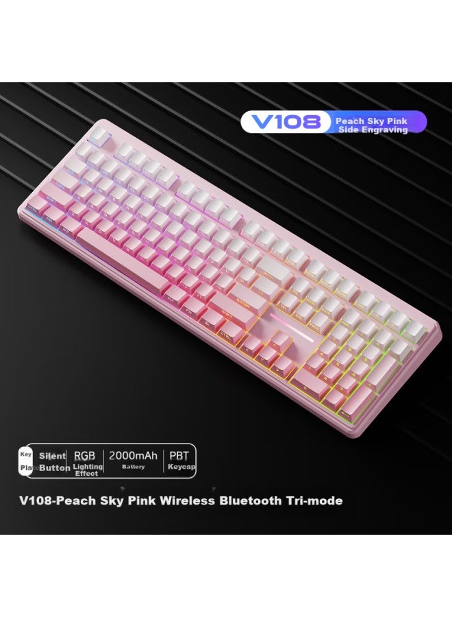 Eweadn V108ultra Wireless Keyboard Bluetooth Wired Tri-mode Silent Gaming Mechanical Feel High-profile Side-engraved 108-key For Office Laptop