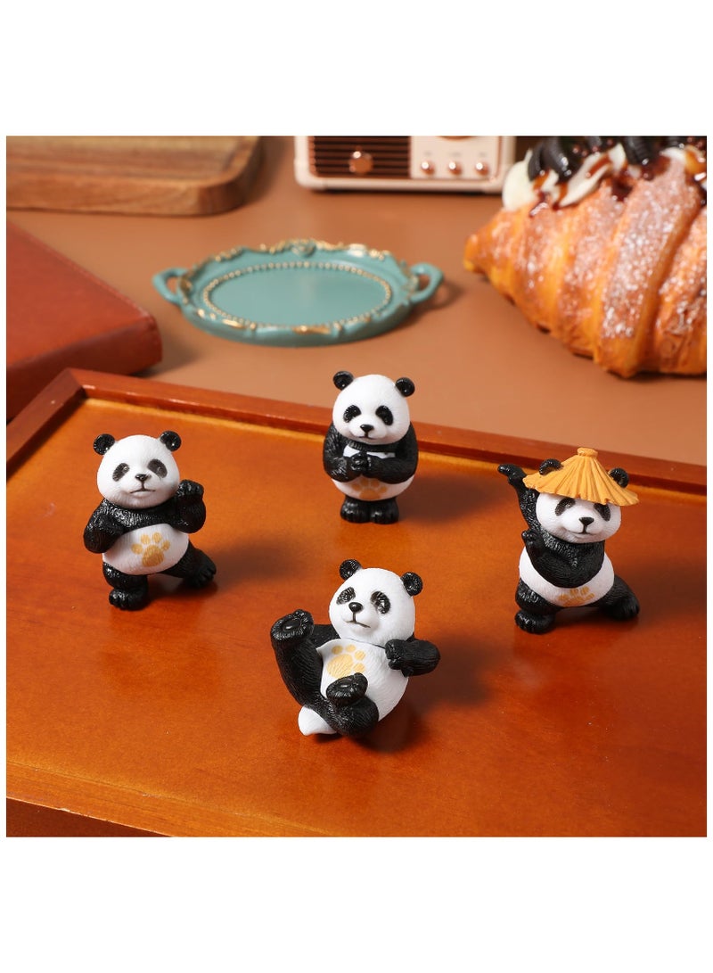 SOLARAE Miniature Panda Decor, 4Pcs Mini Panda Figurine Cute Panda Doll Kung Fu, PVC Panda Statue Fairy Garden Animals, for Plant Pots Bonsai Craft Cake Topper Mini Panda Figurines Decorations - Image 2