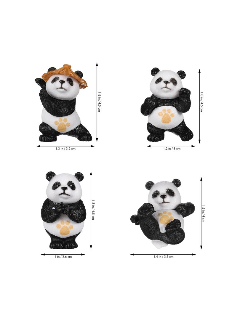 SOLARAE Miniature Panda Decor, 4Pcs Mini Panda Figurine Cute Panda Doll Kung Fu, PVC Panda Statue Fairy Garden Animals, for Plant Pots Bonsai Craft Cake Topper Mini Panda Figurines Decorations - Image 5