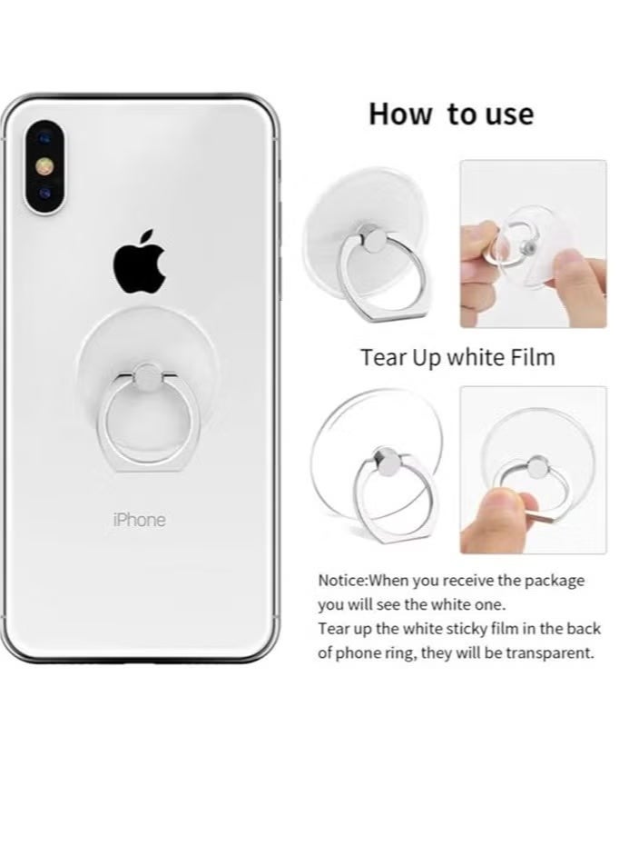 Gecomo Cell Phone Ring Holder Stand Transparent Finger Grip Loop 360 Degree Rotation Finger Ring Stand (Black Sliver Gold Rose Gold ) - Image 2