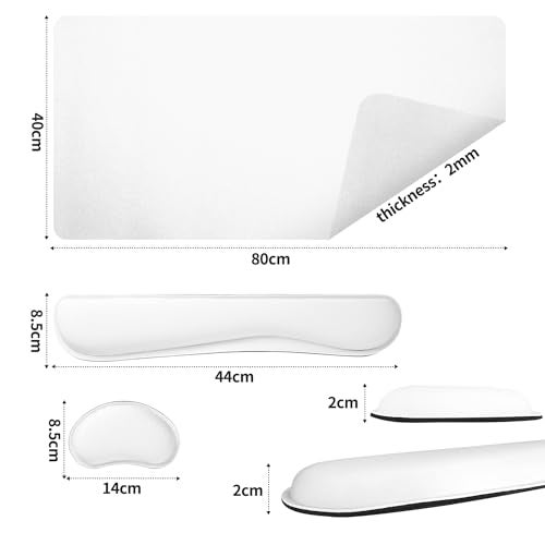 Bloss Leather Desk Pad and Keyboard Wrist Rest, Large Mouse Pad + Keyboard Pad+Mouse Wrist Support, Non-Slip Desk Mat Protector for Office, Home (35.4×15.7 Inches,White) - Image 3