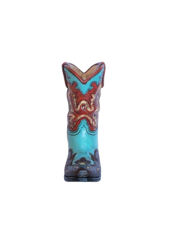 Eagrafts Rustic Decorative Western Cowboy Boot Pencil Pen Holder Vase Caddy Office Decoration (Red and Blue) - Image 3