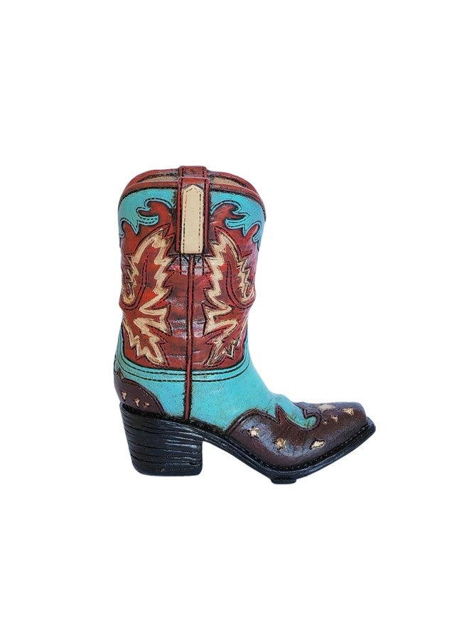Eagrafts Rustic Decorative Western Cowboy Boot Pencil Pen Holder Vase Caddy Office Decoration (Red and Blue) - Image 2
