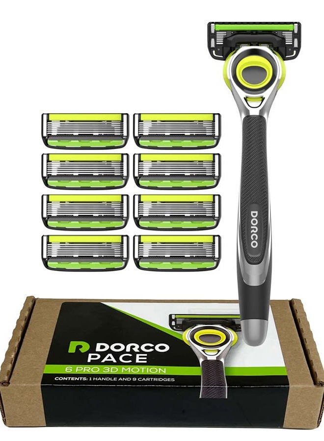 Dorco Pace 6 Pro 3D Motion Razor System - 1 Handle + 9 Cartridge Set - Image 1