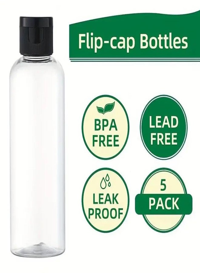 BLAPOXE 3.38 oz 100 ML Clear Plastic Empty Bottles with Black Disc Top Caps, Refillable Containers for Shampoo, Lotions, Cream and More Pack of 5, BPA Free - Image 2
