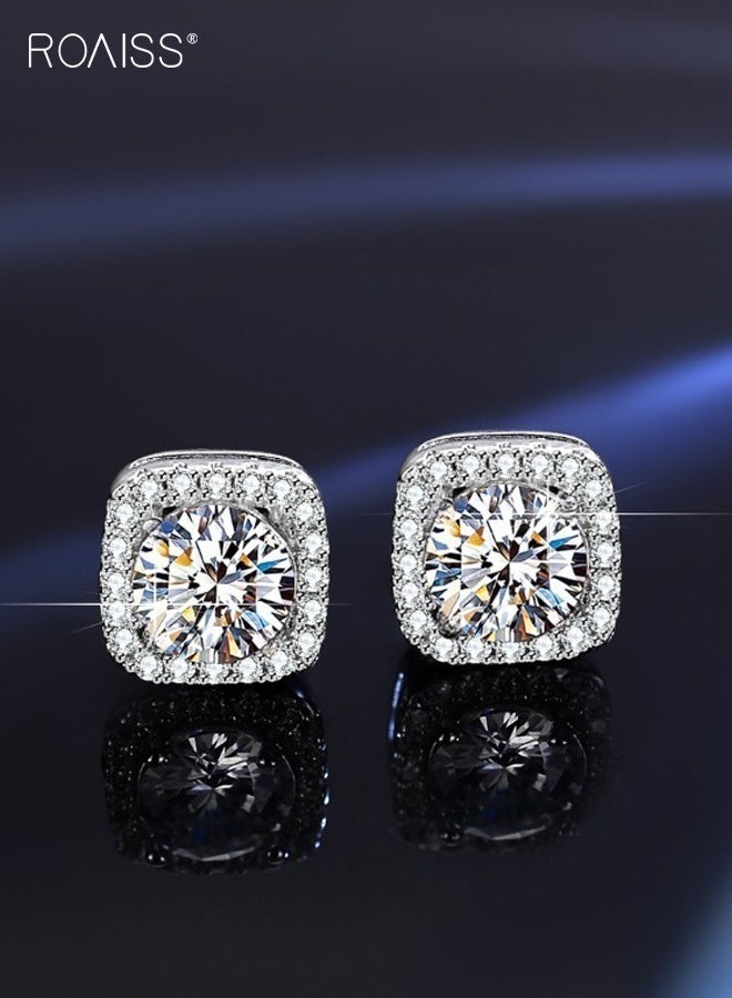 رويس مجموعة مكونة من 3 قطع من قلادة وأقراط وأساور مربعة الشكل فاخرة وخفيفة الوزن للنساء، إكسسوار أنيق وبسيط لحفلات الزفاف والحفلات اليومية - Image 3