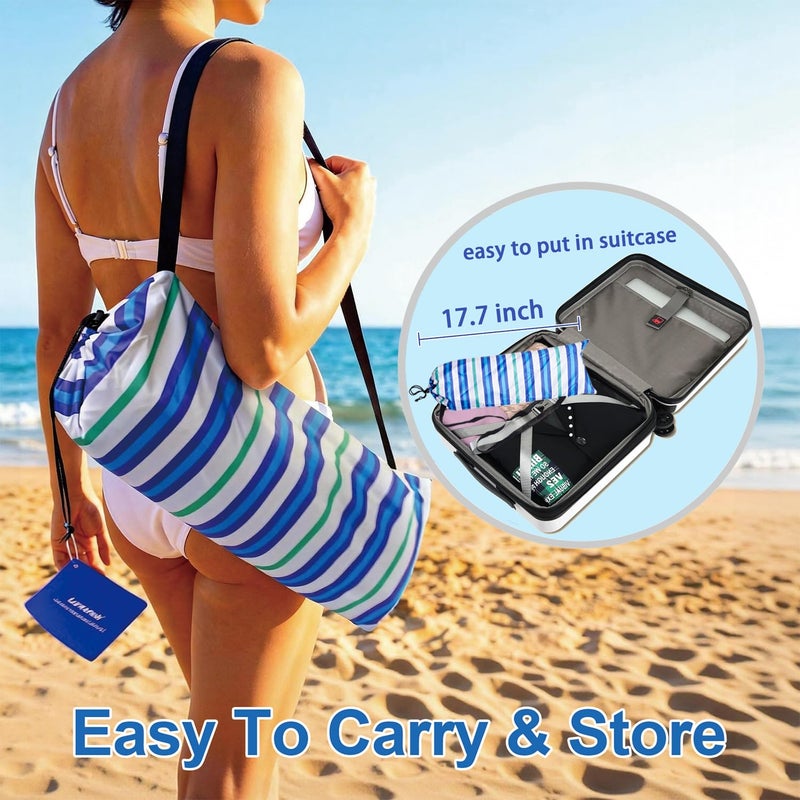 LOTTAFUN 6.5ft Beach Umbrella - Heavy Duty Wind Resistant UV 50+ Portable Sun Shade with Sand Anchor & Carry Bag, Outdoor Folding Umbrella for Beach, Pool, Patio, Garden (Blue diagonal strip) - Image 4