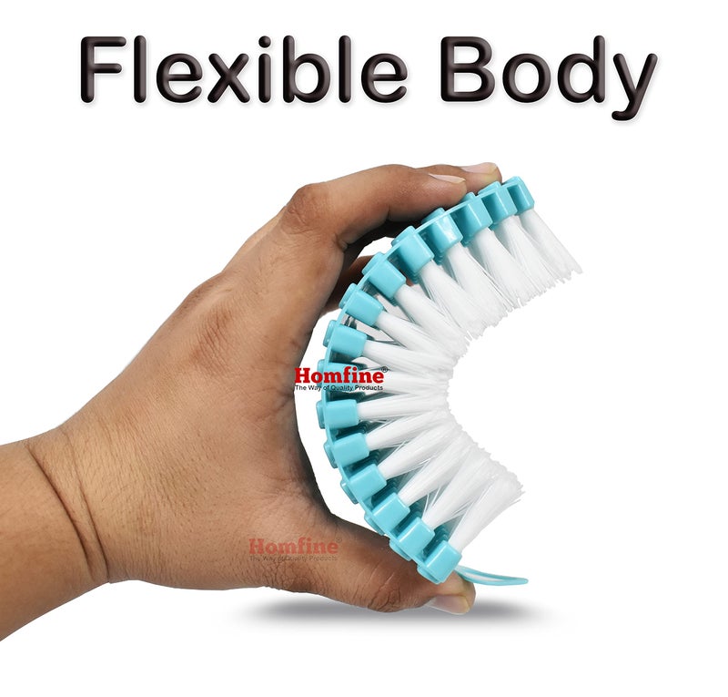 Homfine Flexible Brush Soft bristles for Cloth Washing, Tiles, Floor, Sink Cleaning (Aqua Green) (2) - Image 3