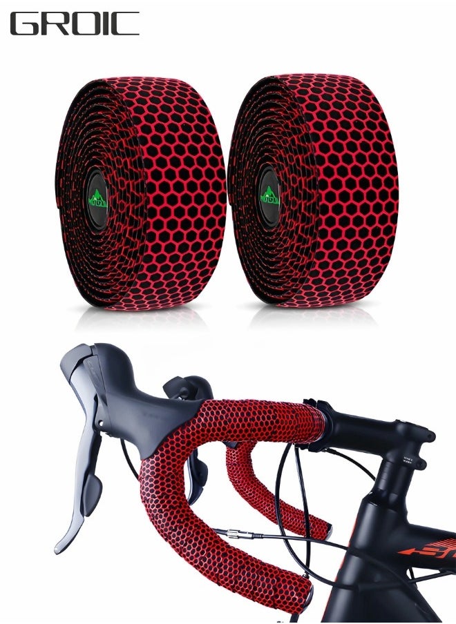 GROIC - 2 Rolls Bike Handlebar Tapes, Road Bicycle Bar Tape, Professional Bicycle Handlebar Tape, Racing Bike Cycling Handle Wraps Drop Bar Wraps for Better Grip with End Plug - Image 1