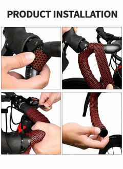 GROIC 2 Rolls Bike Handlebar Tapes, Road Bicycle Bar Tape, Professional Bicycle Handlebar Tape, Racing Bike Cycling Handle Wraps Drop Bar Wraps for Better Grip with End Plug  - Image 5