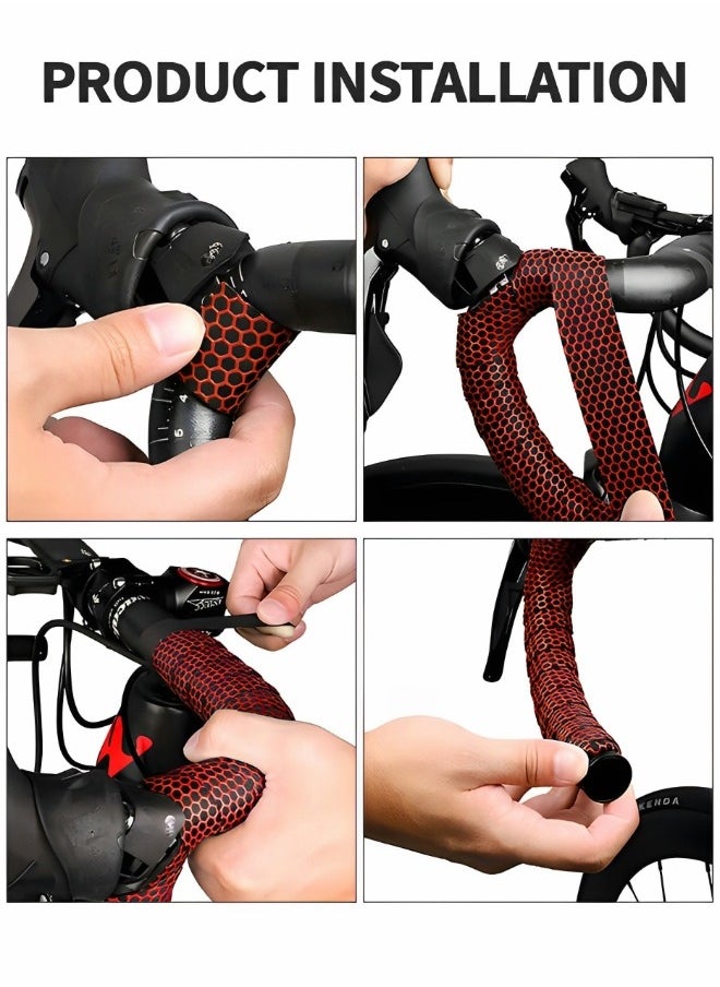 GROIC - 2 Rolls Bike Handlebar Tapes, Road Bicycle Bar Tape, Professional Bicycle Handlebar Tape, Racing Bike Cycling Handle Wraps Drop Bar Wraps for Better Grip with End Plug - Image 1