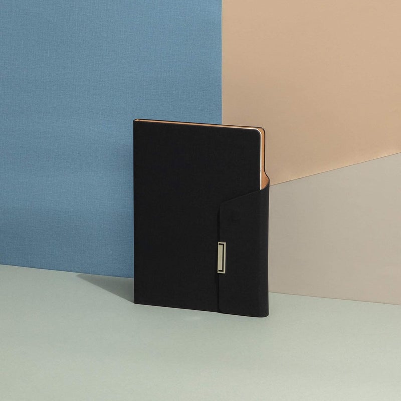 Regal Signature A-5 PU Leather Business Notebook Diary Journal, Magnetic Flap Closure with sleek metal accessory,192 pages, 80 gsm (Classic Black) - Image 2