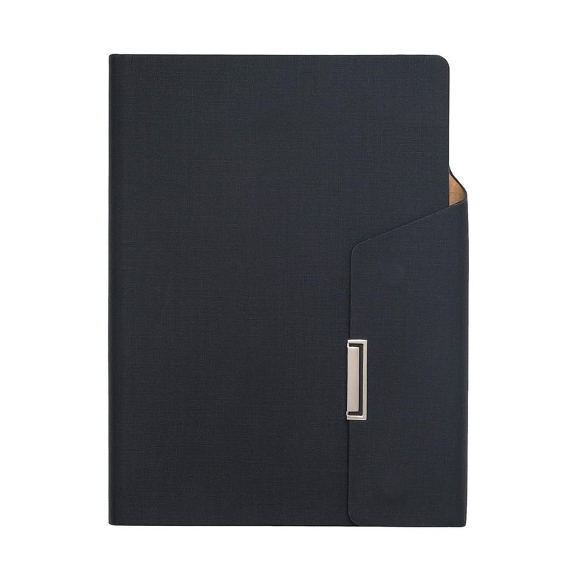 Regal Signature A-5 PU Leather Business Notebook Diary Journal, Magnetic Flap Closure with sleek metal accessory,192 pages, 80 gsm (Classic Black) - Image 1