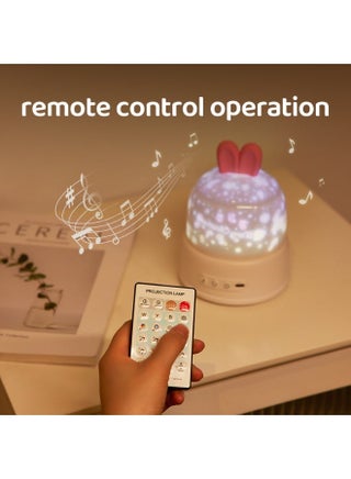 Cute Bunny Bedside Lamp with Remote & 9 Soothing Melodies, 8 Themes Rotating Galaxy Table Lamp for Bedroom Decor, Dimmable LED Lamp & Night Light, Modern Bedside Lamp & Versatile Table Light - view 5