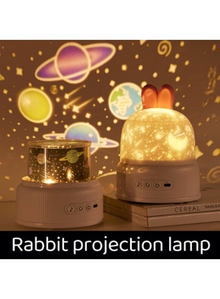 Cute Bunny Bedside Lamp with Remote & 9 Soothing Melodies, 8 Themes Rotating Galaxy Table Lamp for Bedroom Decor, Dimmable LED Lamp & Night Light, Modern Bedside Lamp & Versatile Table Light - view 2
