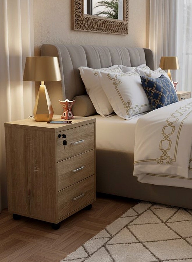 ليفينج طاولة سرير جانبية خشبية حديثة بثلاثة أدراج - Image 4